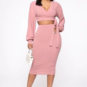 Fashion Nova Ribbed Skirt Set